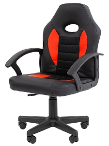Детское компьютерное кресло CHAIRMAN KIDS 111, экокожа, черный/красный